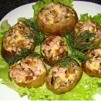 Картофель, фаршированный грибами Картофель, фаршированный грибами